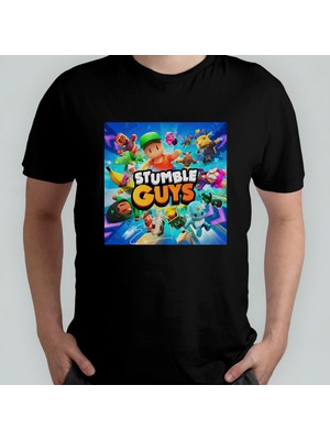 Pixxa Stumble Guys %100 Pamuklu Bisiklet Yaka T-Shirt Model 7