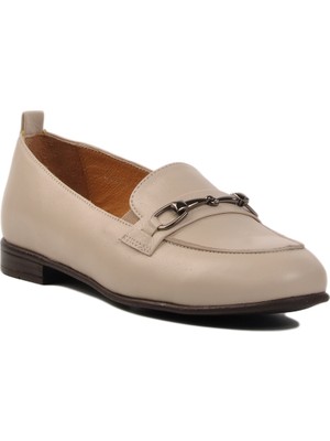 Bej Hakiki Deri Kadın Günlük Ayakkabı 44251 Z