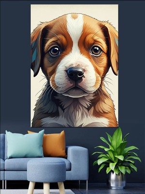 Yavru Köpek Bakışı Dekoratif Kanvas - Mdf Ahşap Tablo