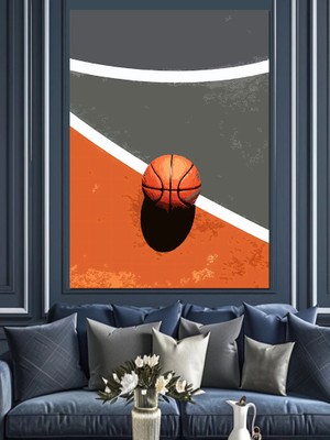 Basketbol Topu Dekoratif Kanvas - Mdf Ahşap Tablo