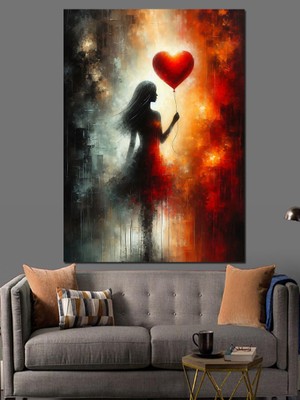 Kalbe Uçan Melek Dekoratif Kanvas - Mdf Ahşap Tablo