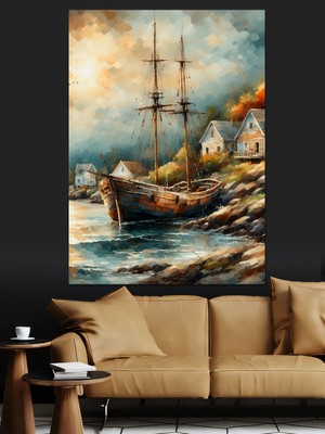Terkedilmiş Gemi Dekoratif Kanvas - Mdf Ahşap Tablo