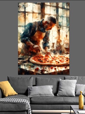 Pizza Ustası Dekoratif Kanvas - Mdf Ahşap Tablo