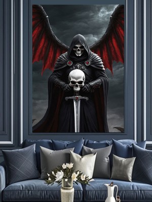 Karanlık Melek Dekoratif Kanvas - Mdf Ahşap Tablo