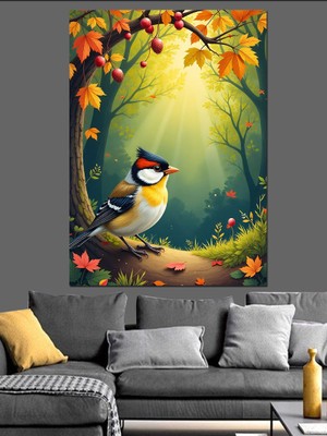 Sonbahar Kuşu Dekoratif Kanvas - Mdf Ahşap Tablo