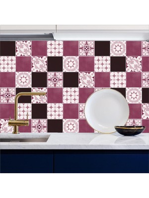 Tezgah Arası Mutfak Kendinden Yapışkanlı Folyo Kaplama Modern Fayans Desen Gülkurusu 60 cm  x 100 cm