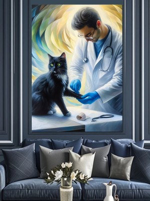 Veteriner ve Kedi Dekoratif Kanvas - Mdf Ahşap Tablo