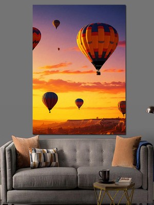 Balon Festivali Dekoratif Kanvas - Mdf Ahşap Tablo