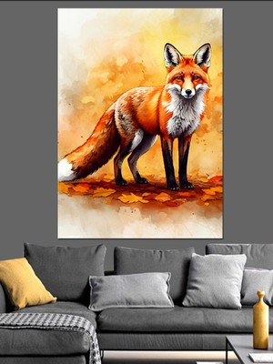 Sonbahar Tilkisi Dekoratif Kanvas - Mdf Ahşap Tablo