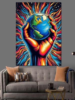 Dünyanın Kalp Atışı Dekoratif Kanvas - Mdf Ahşap Tablo