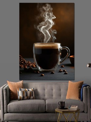 Dumanlı Kahve Dekoratif Kanvas - Mdf Ahşap Tablo