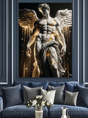 Melek Heykeli Dekoratif Kanvas - Mdf Ahşap Tablo