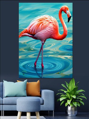 Yalnız Flamingo Dekoratif Kanvas - Mdf Ahşap Tablo