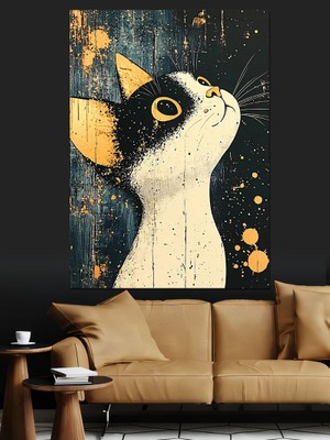 Soyut Kedi Dekoratif Kanvas - Mdf Ahşap Tablo