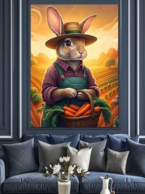Çiftlik Tavşanı Dekoratif Kanvas - Mdf Ahşap Tablo