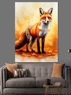 Orman Tilkisi Dekoratif Kanvas - Mdf Ahşap Tablo