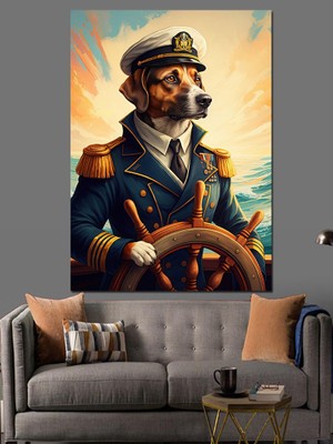 Denizlerin Kaptanı Köpek Dekoratif Kanvas - Mdf Ahşap Tablo