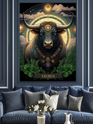 Boğa Burcu Tasviri Dekoratif Kanvas - Mdf Ahşap Tablo