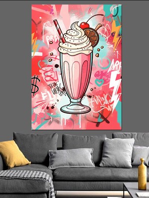 Renkli Milkshake Sanatı Dekoratif Kanvas - Mdf Ahşap Tablo