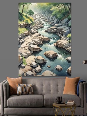 Kayalık Doğa Manzarası Dekoratif Kanvas - Mdf Ahşap Tablo