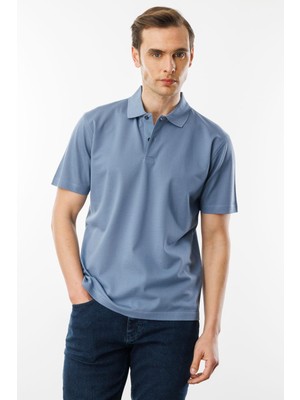 Desen Triko Erkek Polo Yaka Pike Merserize T-Shirt D.mavi