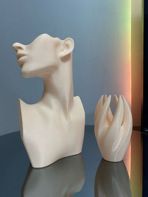 2'li Set Ten Rengi Dekoratif Takı Mankeni ve El, Takı Teşhir Standı Set, Takı Organizeri, Küpe Kolye