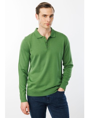 Desen Triko Erkek Basic Polo Yaka Ince Triko Kazak K.yosun