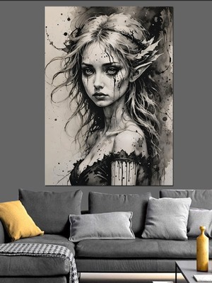 Gotik Kadın Portresi Dekoratif Kanvas - Mdf Ahşap Tablo