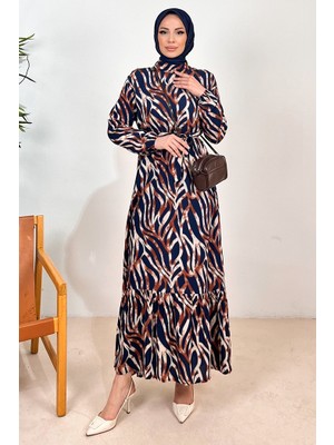 Esray Dokuma Viskon Elbise 1413 - Vizon