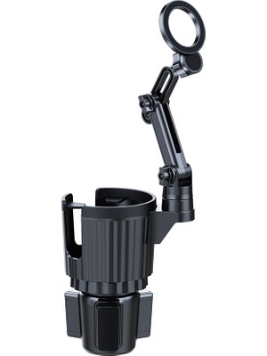 Lenyes  CR189 360 Derece Dönebilen 2 In 1 Araç Telefon Tutucu ve Bardak Tutucu Siyah