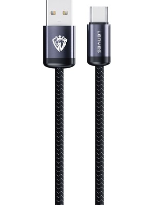 Lenyes LC537 Usb-A To Micro Hızlı Şarj Özellikli Örgülü Data ve Şarj Kablosu 10W 1m Siyah