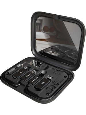 Lenyes LB602 6in1 Type-C To Type-C Kablolu 60W Çevirici Adaptör Seti Standlı Saklama Kutusu Siyah