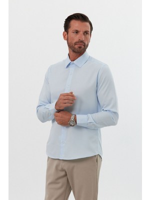 Erkek Slim Fit 4 Mevsim Kolay Ütülenir Basic Düz Gömlek