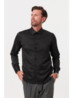Erkek Slim Fit 4 Mevsim Kolay Ütülenir Basic Düz Gömlek