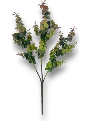 Yapay Çiçek Pastel Yeşil Kahverengi Okaliptus 48 cm  3dallı Uzun Dal Eucalyptus