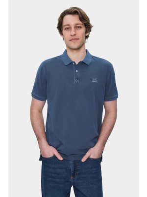 Ucla Gerard Lacivert Polo Yaka Nakışlı Standard Fit Erkek Tshirt