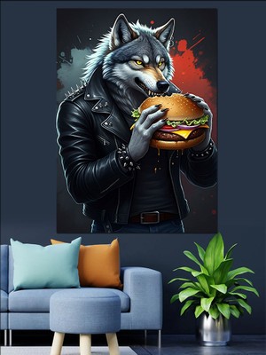 Burger Seven Kurt Dekoratif Kanvas - Mdf Ahşap Tablo
