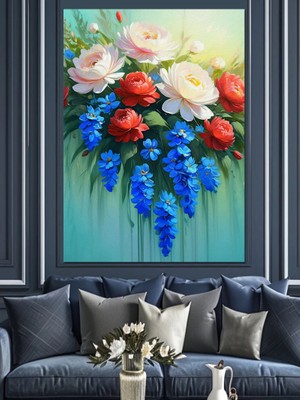 Çiçek Aranjmanı Dekoratif Kanvas - Mdf Ahşap Tablo