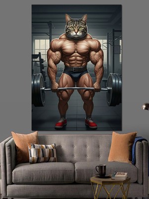 Kaslı Kedi Dekoratif Kanvas - Mdf Ahşap Tablo