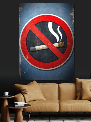 Sigara Içme Yasağı Simgesi Dekoratif Kanvas - Mdf Ahşap Tablo