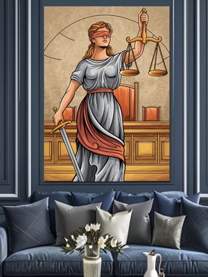 Adalet Heykeli Dekoratif Kanvas - Mdf Ahşap Tablo