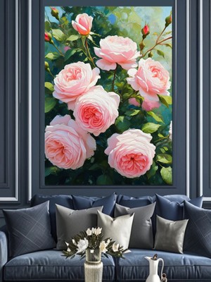 Pembe Güller Dekoratif Kanvas - Mdf Ahşap Tablo