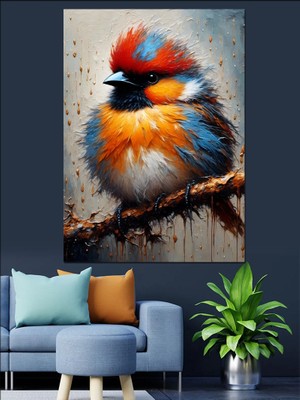 Renkli Kuş Dekoratif Kanvas - Mdf Ahşap Tablo
