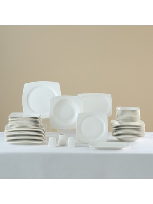 Karaca Square Bone Mensa 53 Parça 12 Kişilik Yemek Takımı Beyaz