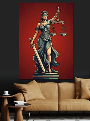 Adalet Heykeli Dekoratif Kanvas - Mdf Ahşap Tablo