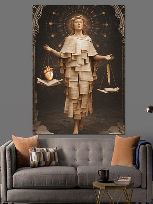 Adalet Tanrıçası Dekoratif Kanvas - Mdf Ahşap Tablo