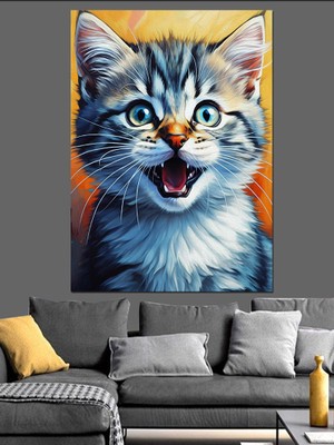 Bağıran Kedi Dekoratif Kanvas - Mdf Ahşap Tablo