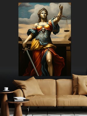 Adalet Tanrıçası Dekoratif Kanvas - Mdf Ahşap Tablo