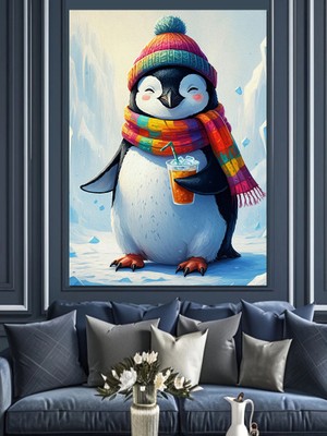 Bereli, Penguen Dekoratif Kanvas - Mdf Ahşap Tablo