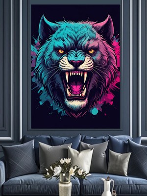Neon Kurt Dekoratif Kanvas - Mdf Ahşap Tablo